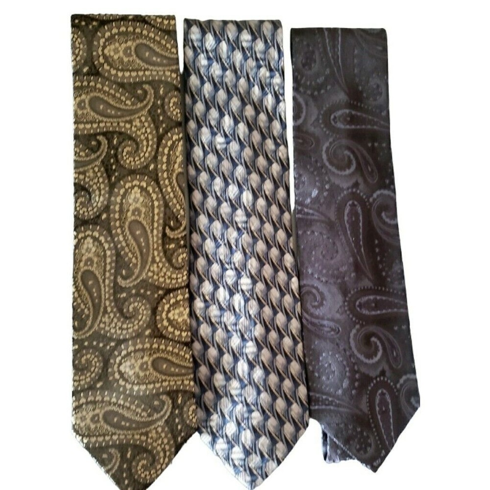 Designer KOLTE Neck Ties Lot Of 3 100% Silk Mens Made In Italy Paisley Geometric